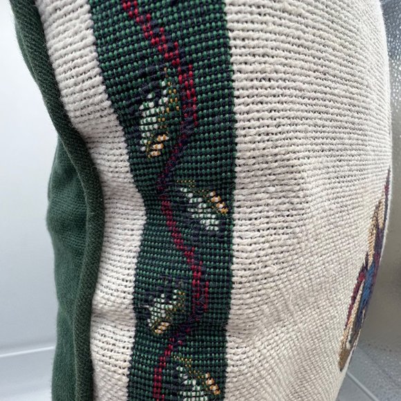 Vintage Tapestry Christmas Old World Santa Reindeer Toss Throw Pillow 16x16" - Picture 7 of 12